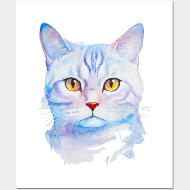 American Shorthair painted in watercolor Wall Art by MariDein